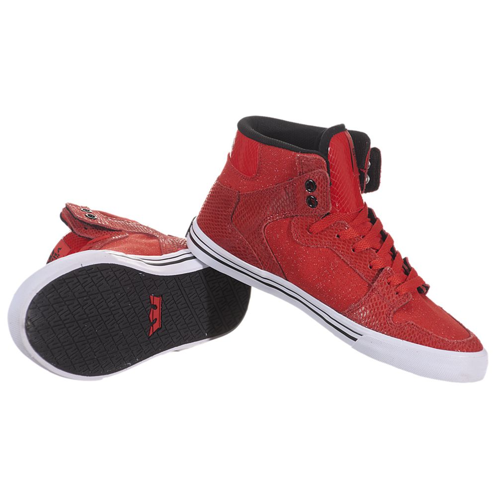 Baskets Montantes Supra Vaider Rouge Red/Black-White Femme | UIC-82413261